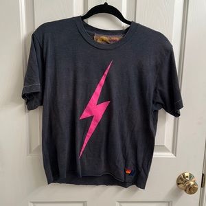 Aviator nation boyfriend t shirt with pink bolt